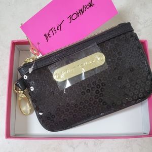 BETSEY JOHNSON ZIP COIN SEQUIN BLACK WALLET